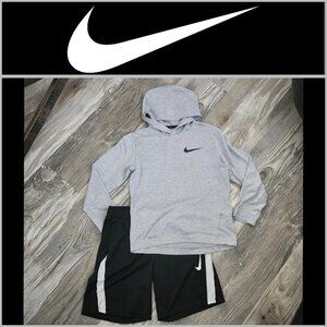 Nike Dri-Fit Gray Long-sleeve & Black Dri-Fit shorts Boys Size 8-9